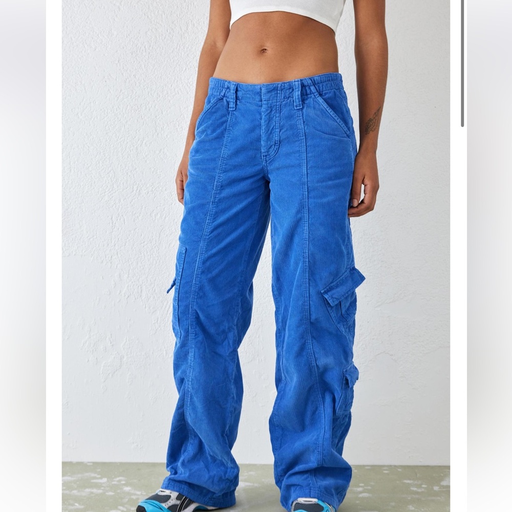 URBAN OUTFITTERS blue y2k corduroy cargo pants